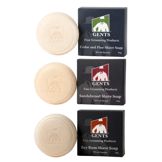 GENTS All Natural Shaving Soap Set for Men, 3 Pack Cedar & Pine, Sandalwood, Bay Rum, Shea Butter Rich Lather, Barbershop Wet Shave Grooming Kit Beauty and Personal Care G.B.S
