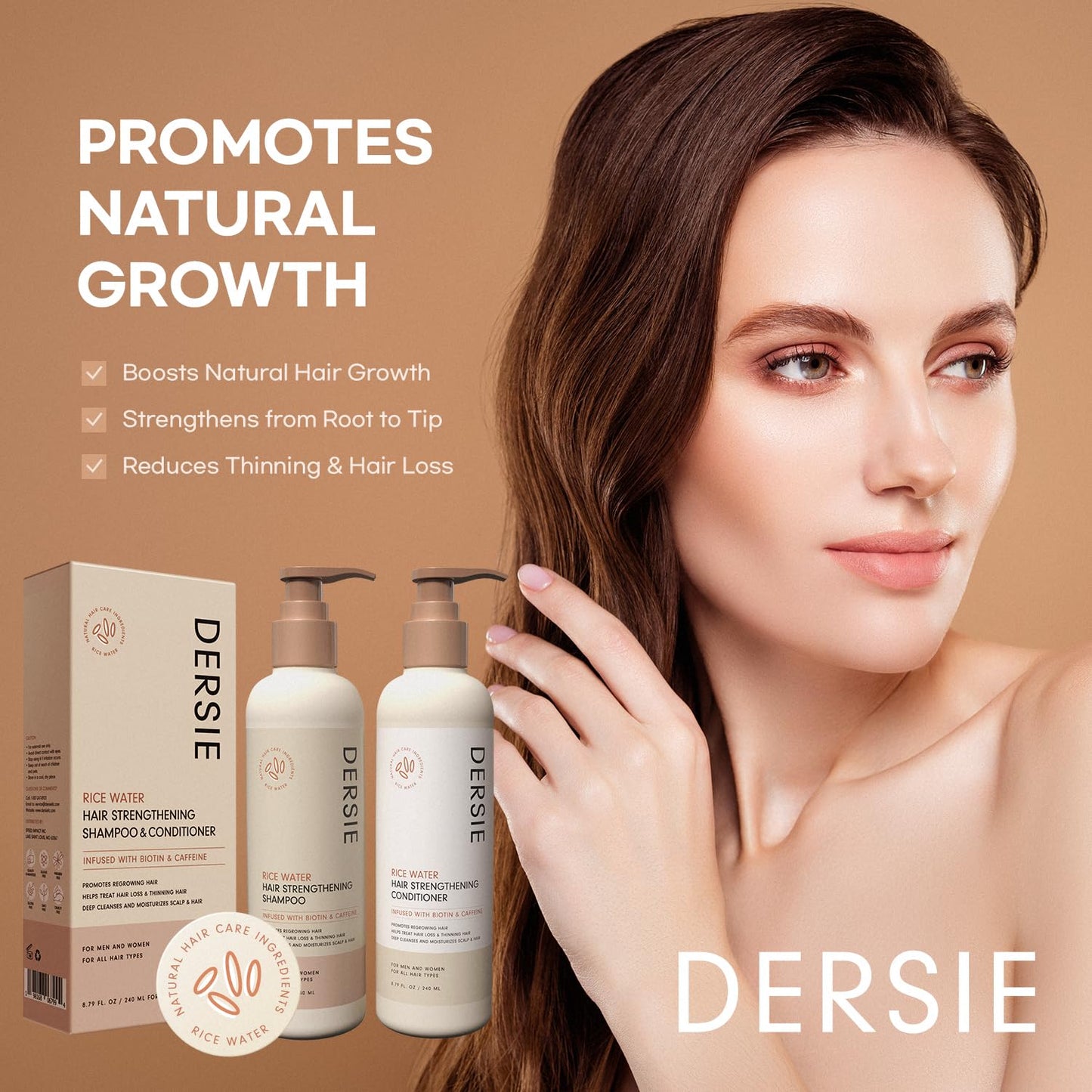 Rice Water Hair Growth Shampoo and Conditioner: Hair Growth Shampoo and Conditioner Infused with Biotin and Caffeine for Thinning Hair (Rice Water Beauty & Personal Care Dersie