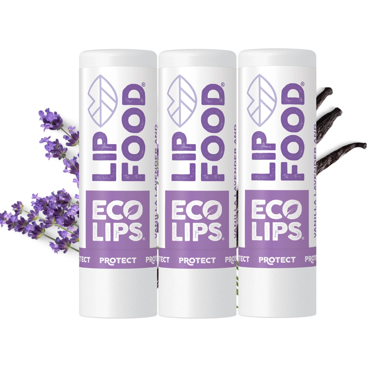 Lip Food Organic Lip Balm (Protect) Lavender & Vanilla, 3-Pack Beauty and Personal Care Eco Lips