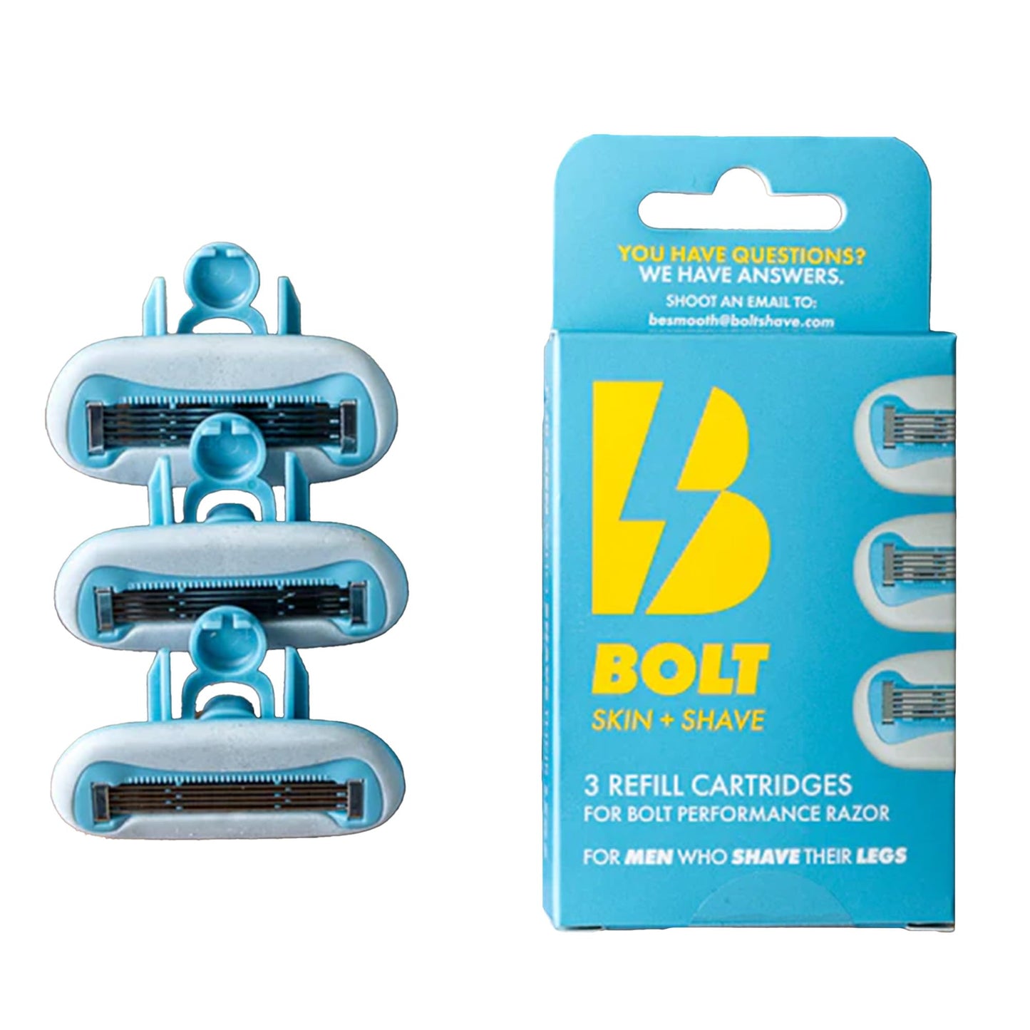 Bolt Skin + Shave - Cartridge Refill Box -5-Blade Replacements for BOLT Razor - Swedish Steel with Aloe Vera and Vitamin E for Coarse Hair -Pack of 3 Beauty and Personal Care BOLT SKIN + SHAVE