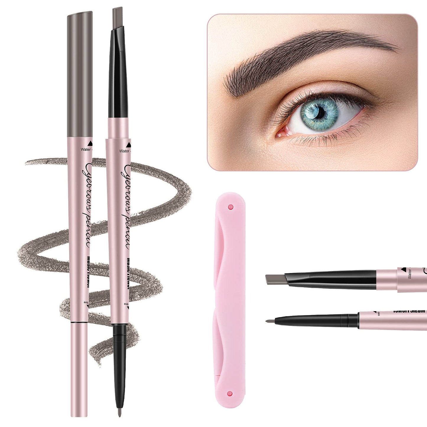 TurritopsisD 1-Pack Eyebrow Pencil & Brow Razor with Comb kit, Dual-ends Easy to Color Waterproof Long-lasting Makeup Natural Eye Brows Looking (Khaki Beauty & Personal Care TurritopsisD