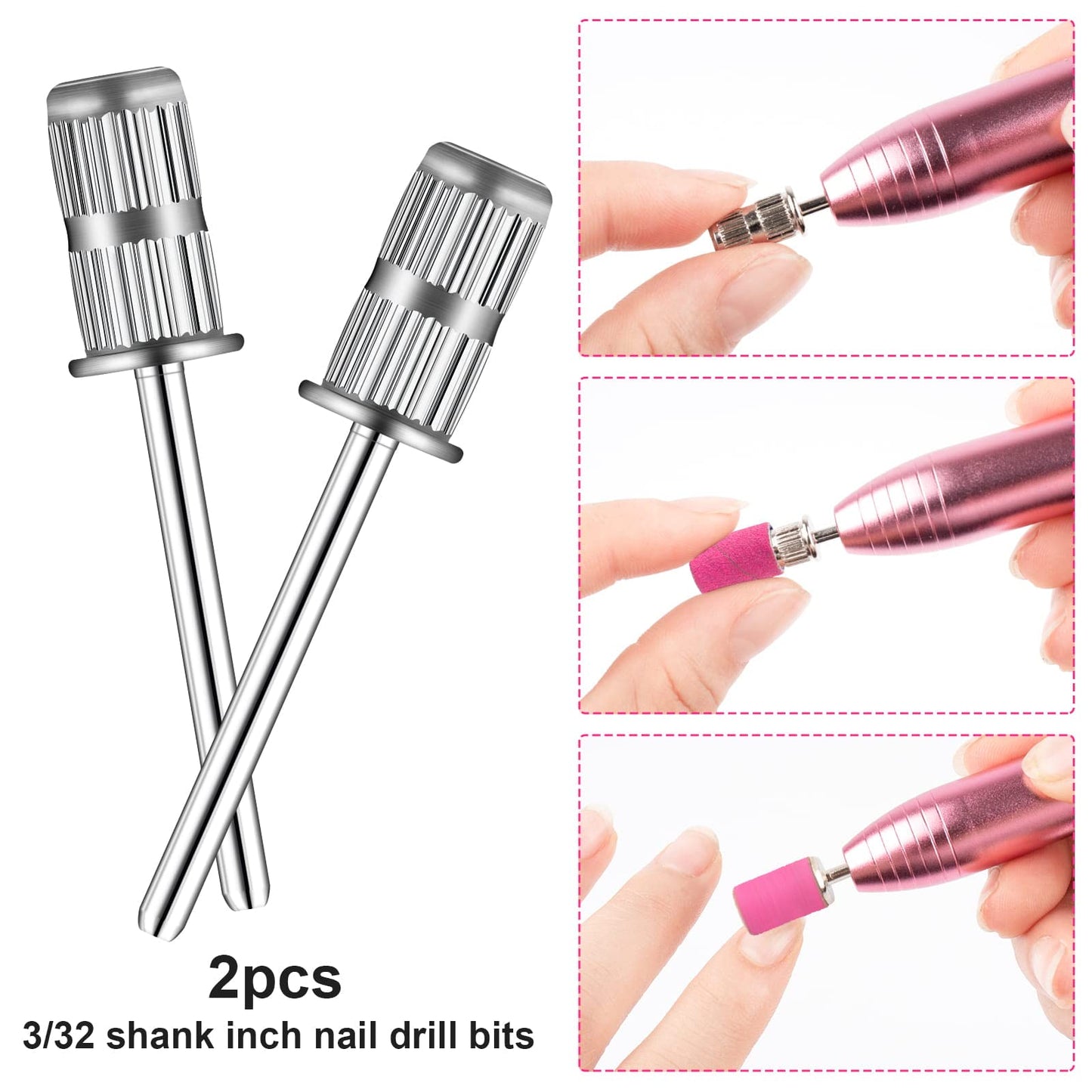 Rolybag Sanding Bands for Nail Drill, 240 Grit Sanding Bands Include 100 Fine Grit Sanding Band and 2 Pcs Mandrel Bit for 3/32" Nail Drill Machine Beauty & Personal Care Rolybag