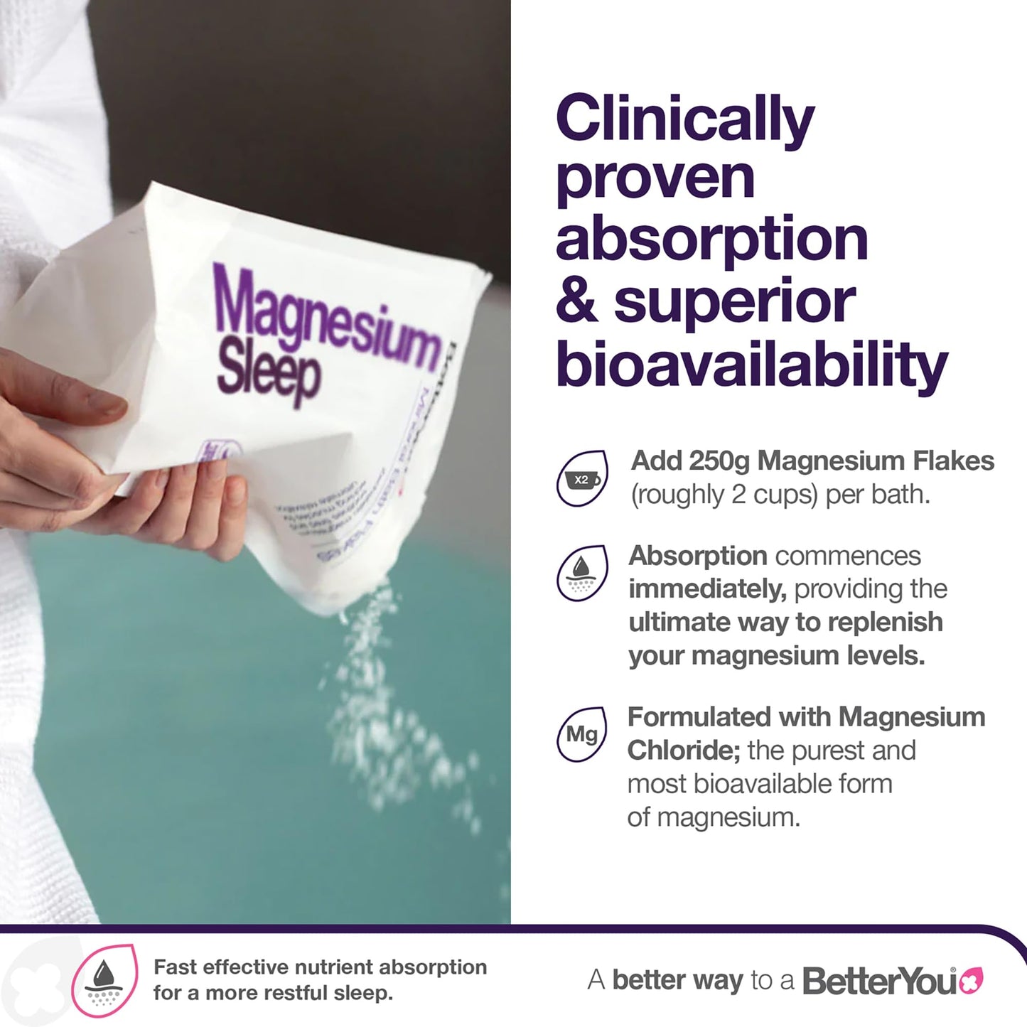 BetterYou Magnesium Sleep Mineral Bath Flakes - Mineral Bath Salts for Muscle Relaxation - Soothing Sore Muscle Soak - Natural Vegan Formula - 2.3 lb Beauty and Personal Care BetterYou