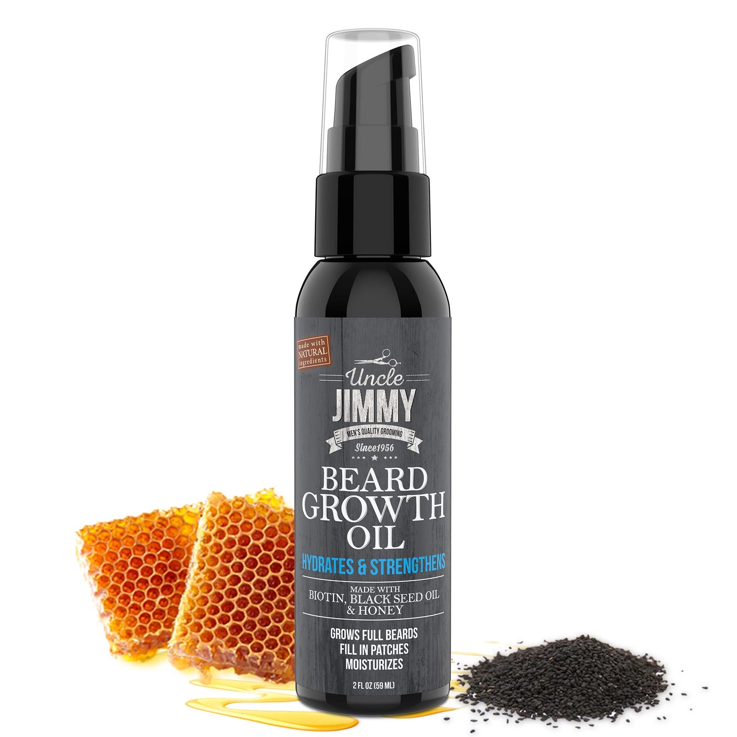 Uncle Jimmy Beard Growth Oil with Biotin | Natural Beard Care for Thicker, Fuller Healthier Beard | Men's Facial Hair Treatment for Grooming | Beauty & Personal Care Uncle Jimmy