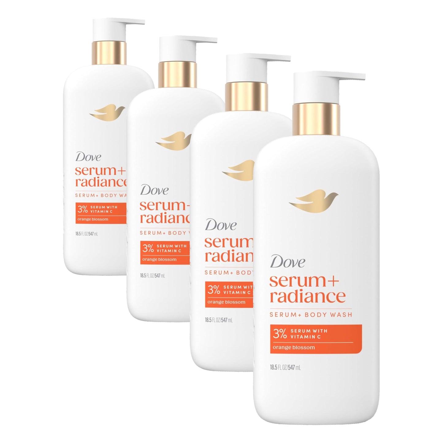 Dove Serum Body Wash Glow Recharge illuminates & Exfoliates skin with brightening Vitamin C Serum 18.5 Fl Oz (Pack of 4) Beauty and Personal Care Dove Default Title