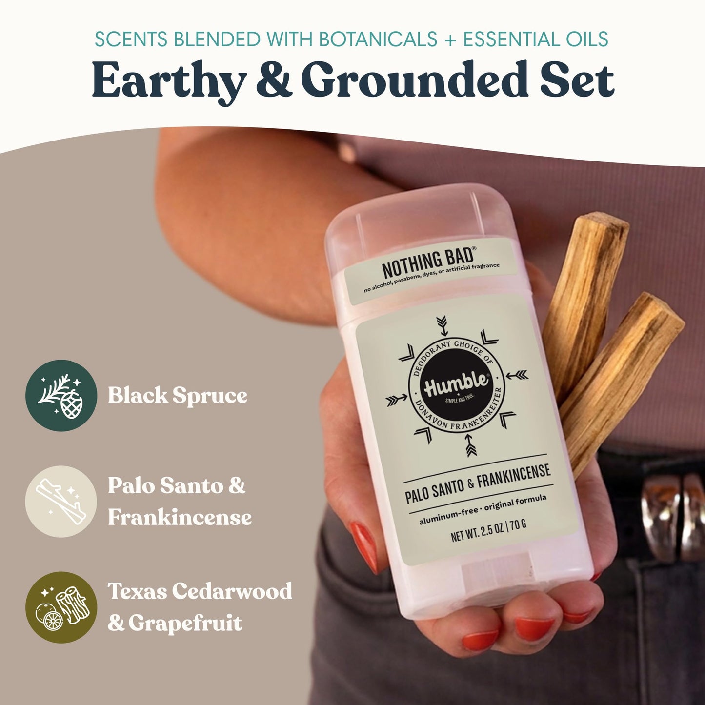 Humble Aluminum-Free Deodorant for Women & Men, Earthy Scents Variety Pack - Clean & Fresh Natural Deodorant Stick with Essential Oils Beauty and Personal Care HUMBLE SIMPLE AND TRUE.
