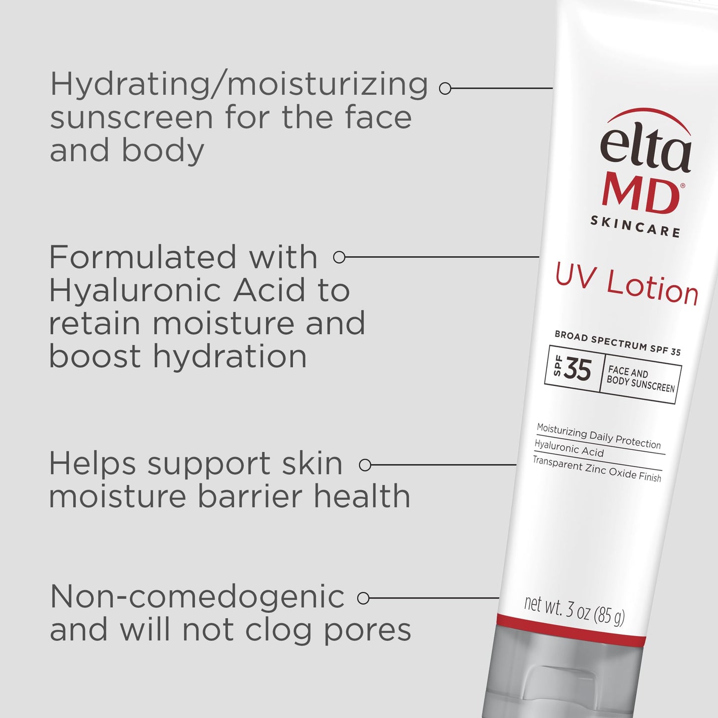 EltaMD UV Lotion Body Sunscreen, SPF 30+ Sunscreen, Body Lotion with SPF Made with Zinc Oxide and Hyaluronic Acid, 3.0 oz Beauty & Personal Care EltaMD