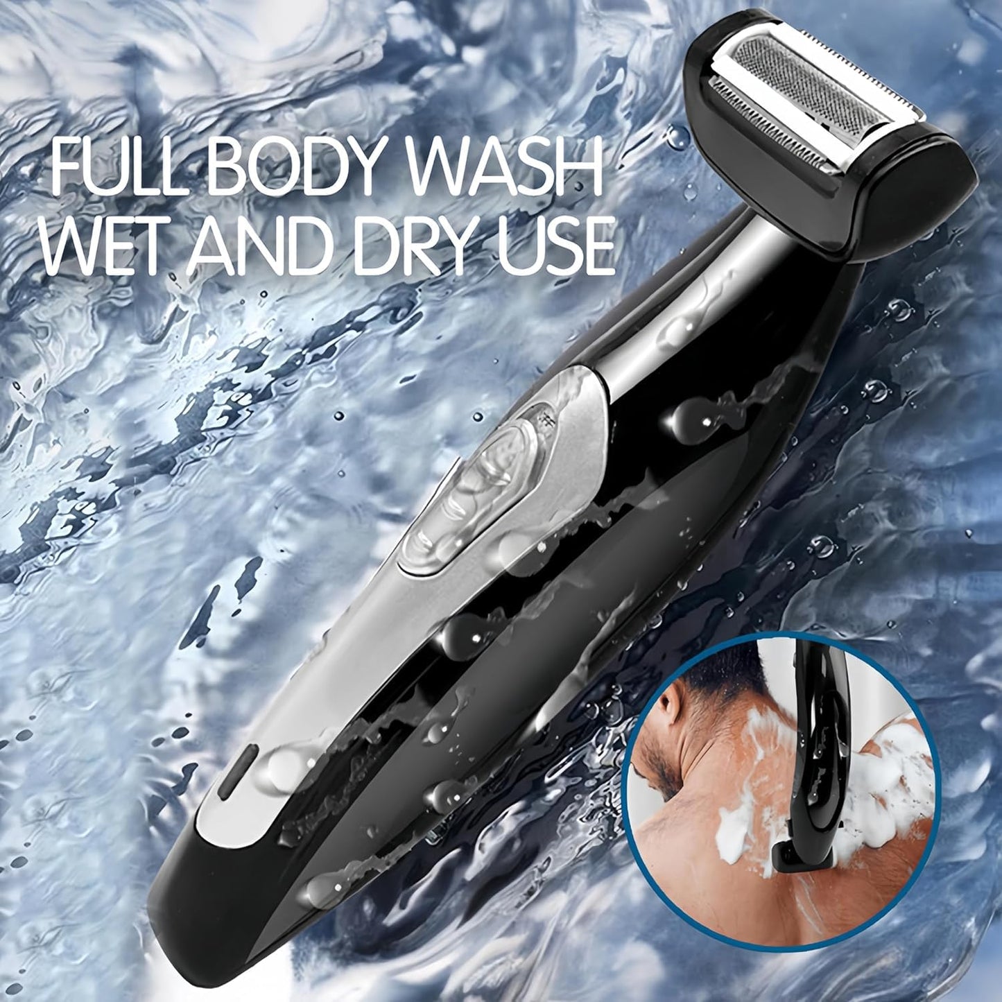 Multi Fuctional Chest Back Shavers for Men, Wet Dry Use Back Extreme Reach Removable Handle Shavers Beauty and Personal Care Zunate
