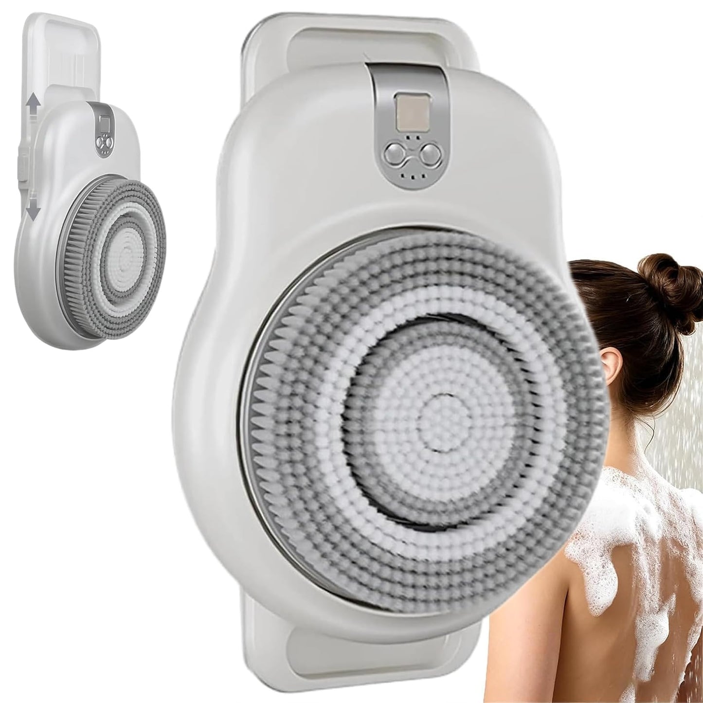 CAOJS Electric Shower Body Brush Wall Mounted, Wall Mounted Electric Back Scrubber with 360° Automatic Rotation, 3-Speed Adjustment & 18cm Large Brush Beauty and Personal Care CAOJS
