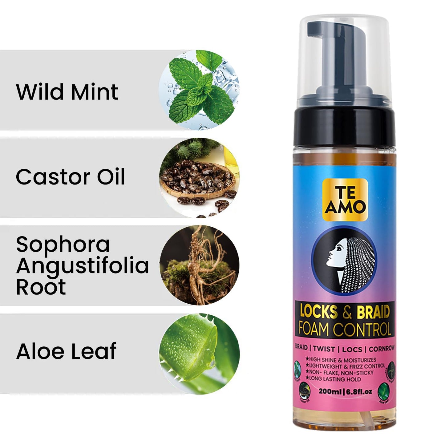 Te Amo Locks & Braid Foam Control - Long-Lasting Braid Foam for braiding | No Frizz or Fraying | Moisturizes & Seals Braids, Locs, Twists & Cornrows Beauty & Personal Care Te Amo