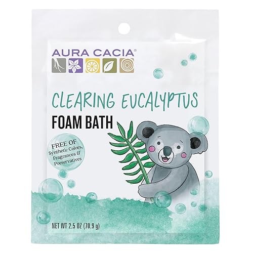 Aura Cacia Foam Bath for Kids, 2.5 Oz (Pack of 6) - Eucalyptus and Citrus Essential Oils, Gentle Cleansing Bubble Bath for Kids, Paraben-Free Beauty & Personal Care Aura Cacia