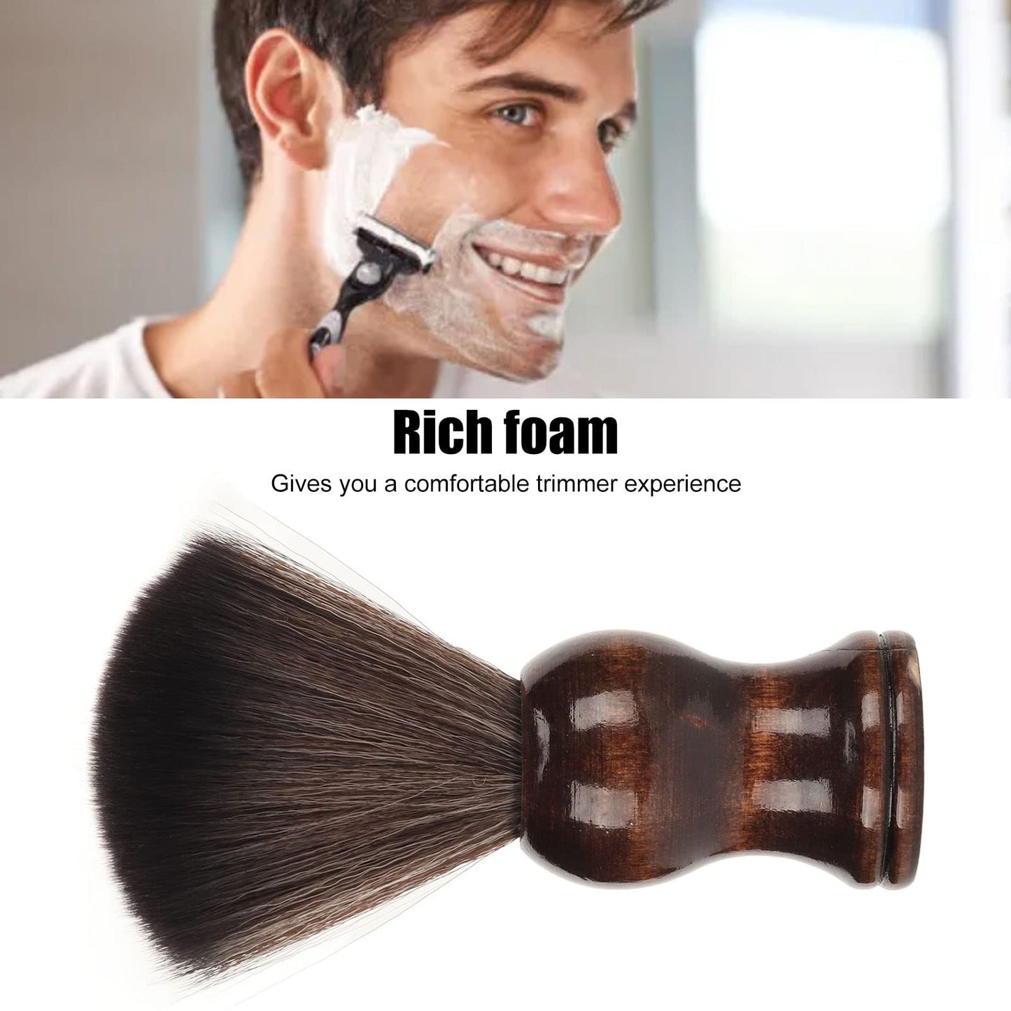 Shaving Brush, Portable Men Shave Brush Soft Nylon Shaving Brush with Wood Handle for Home and Travel Use Beauty and Personal Care FILFEEL