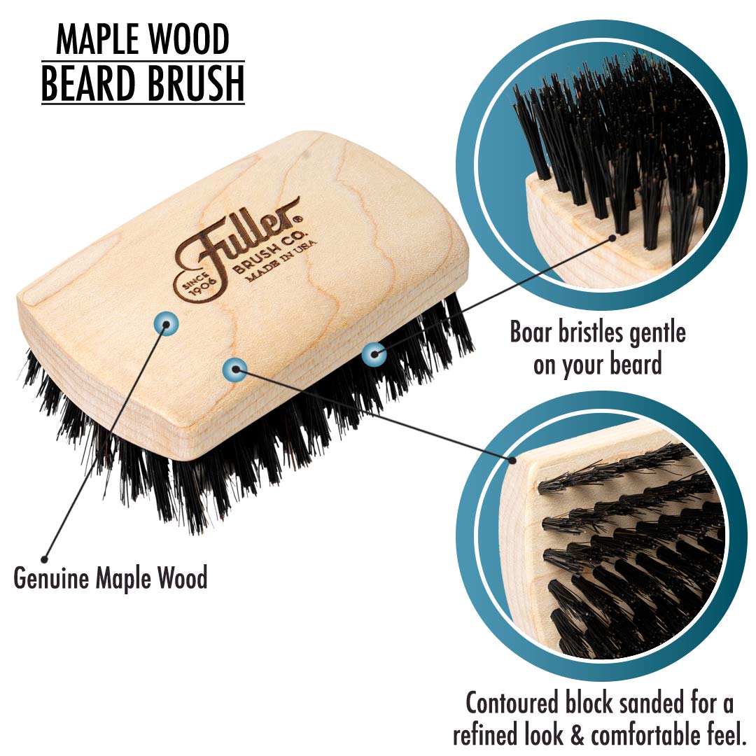 Fuller Brush Beard & Mustache Brush - Natural Boar Bristles for Gentle Grooming & Styling - Maple Wood Handle - Comfortable Grip - Ideal for All Beard Beauty & Personal Care Fuller Brush