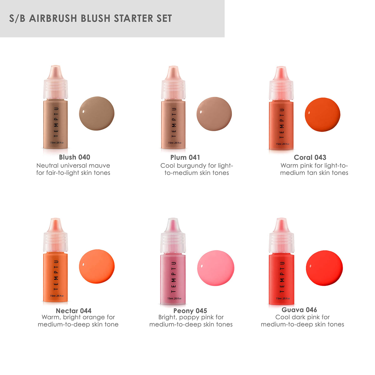 TEMPTU S/B Silicone-Based Airbrush Blush Starter Set: Long-Wear Makeup, Dewy Buildable Formula Brightens Complexion With Natural Flush Of Color | All Beauty & Personal Care TEMPTU