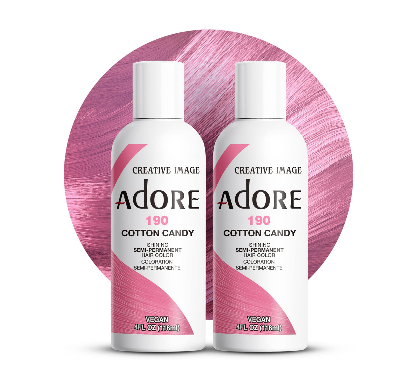 Adore Semi Permanent Hair Color (190 Cotton Candy) (2 Pack) | Vegan & Cruelty-Free Pink Hair Dye | No Ammonia, No Peroxide, No Alcohol | 4 Fl Oz Beauty & Personal Care Adore