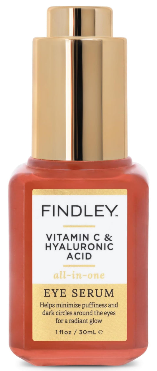 Findley Vitamin C & Hyaluronic Acid All-in-One Eye Serum | Minimizes Puffiness & Dark Circles | Radiant Glow (1 Fl Oz) Beauty & Personal Care Findley