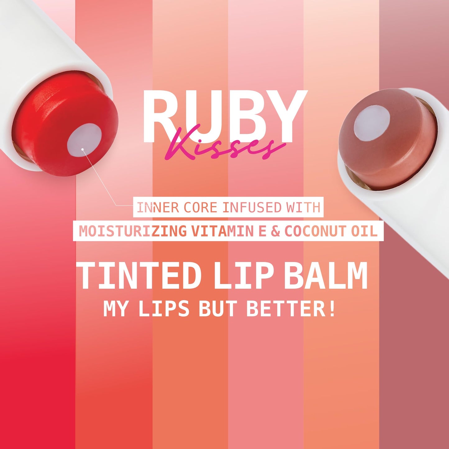 Ruby Kisses Balm Up Tinted Lip Balm, Non-Greasy Hydrating Formula, Nourishing Coconut Core & Vitamin E Infused, Lip Care with Natural Shine Beauty & Personal Care Ruby Kisses