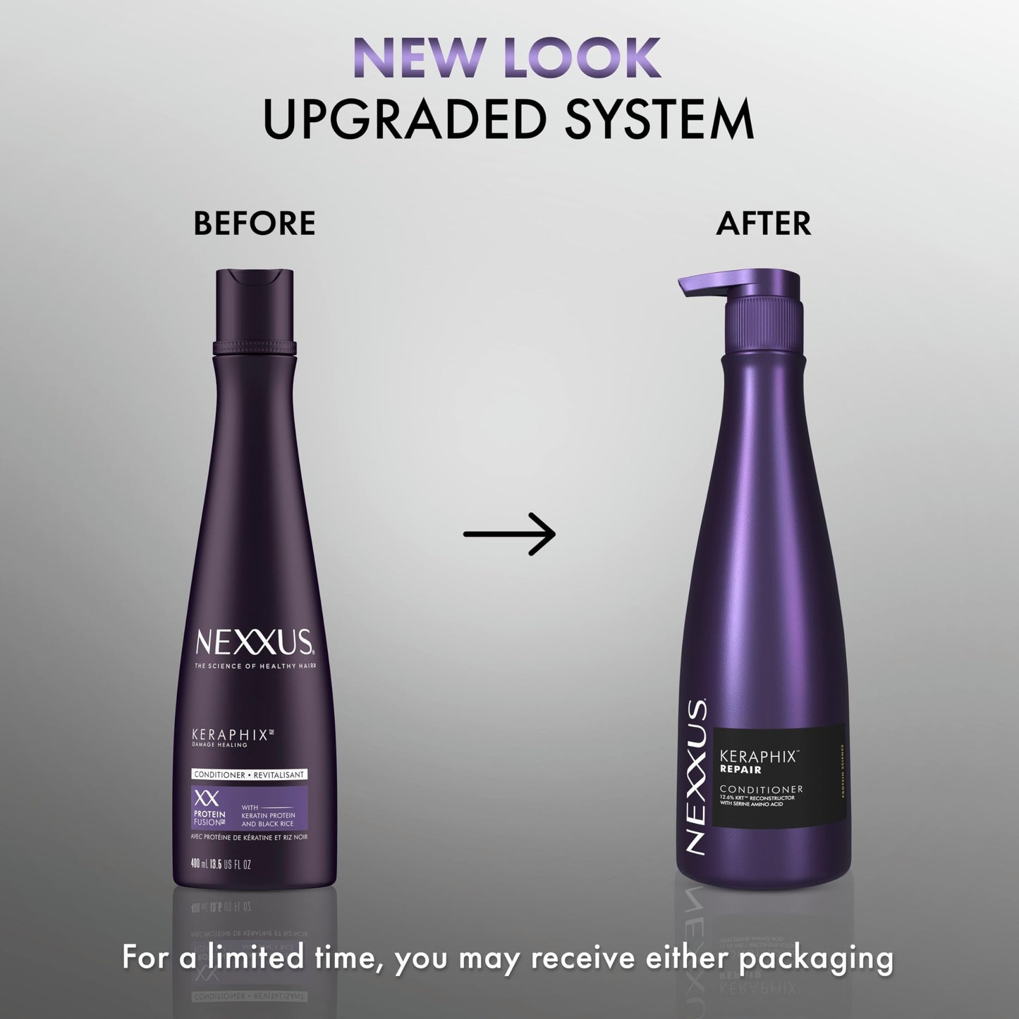 (1) Nexxus KERAPHIX Shampoo & (1) Nexxus KERAPHIX Conditioner - 13.5 oz (400 ml) EACH - Damage Healing - Keratin Protein and Black Rice - For Severely Beauty & Personal Care Nexxus
