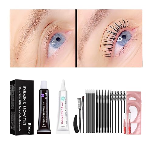 Black Lash T-i-n-t Kit, Keratin Black Eyelash D-y-e and Eyebrow T-i n t, 6 Week Voluminous Brow T-int, T-inting Look For Lash Perm/Lift/Lamination Beauty & Personal Care Libeauty