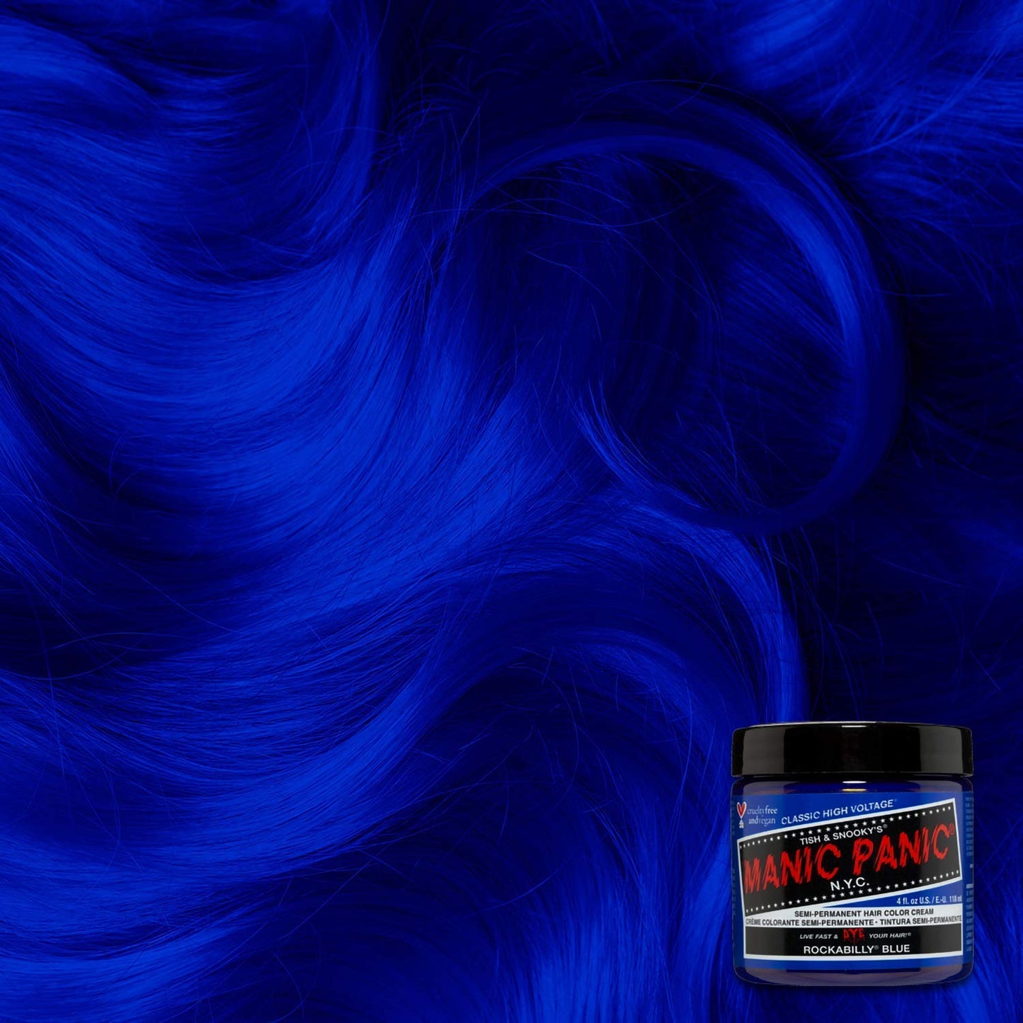 MANIC PANIC Classic Rockabilly Blue Semi Permanent Hair Color - True Neutral Blue Hair Dye for Women & Men That Lasts 4-6 Weeks - Vegan, Ammonia Beauty & Personal Care MANIC PANIC