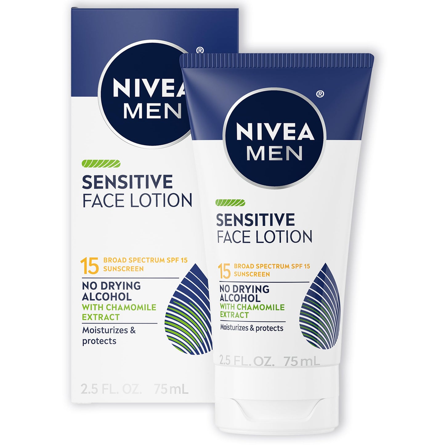 NIVEA MEN Sensitive Face Lotion with SPF 15, Broad Spectrum Sunscreen, 3 Pack of 2.5 Fl Oz Tubes Beauty & Personal Care NIVEA MEN