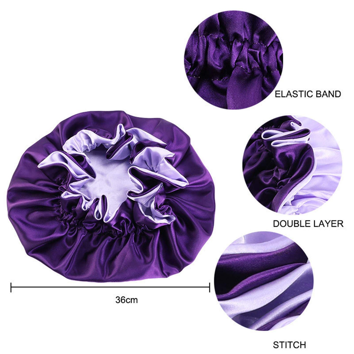 Large Size Satin Bonnet Day Night Sleep Cap for Women Double Layer Head Wrap Hair Accessories Beauty and Personal Care Qianmome