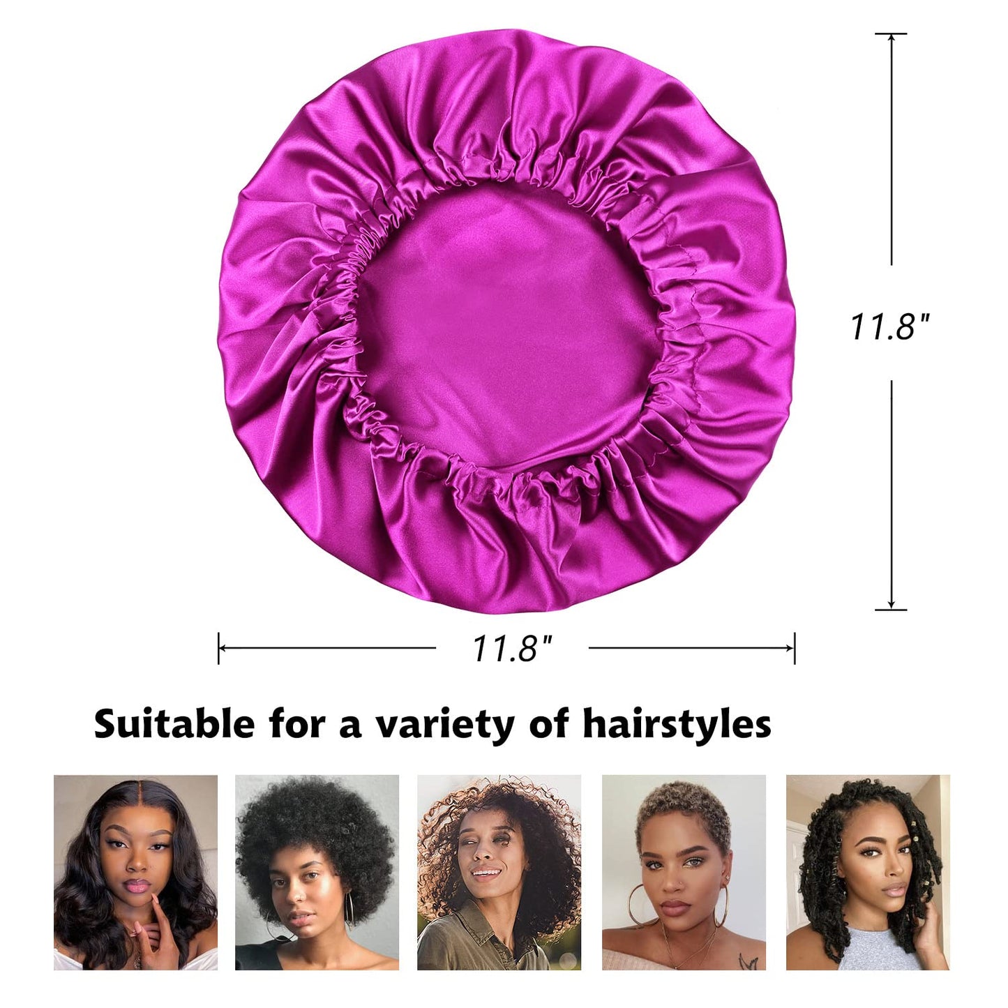 Women’s Silk Bonnet for Curly Hair Sleeping Soft Slouchy Chemo Beanie Fuchsia Beauty and Personal Care Alnorm