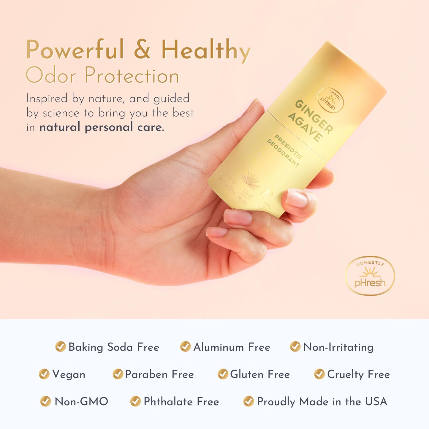 Honestly pHresh Twist-Up Deodorant - Baking Soda-Free, Prebiotic Formula - Aluminum-Free, Non-Irritating Deodorant Stick - All-Natural, Whole-Body Beauty and Personal Care Honestly pHresh