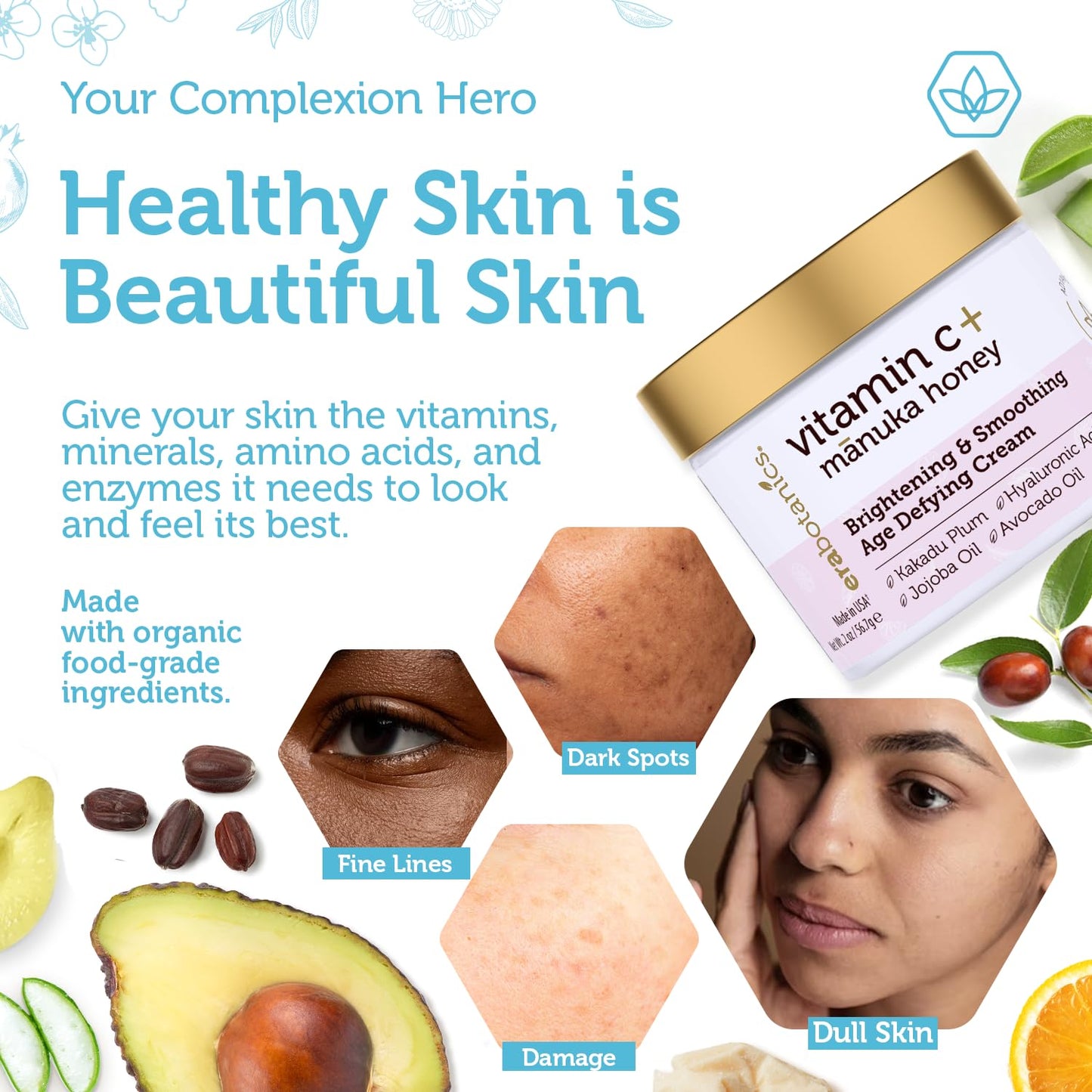 Era Organics Advanced Vitamin C Face Cream - Brightening and Nourishing with Jojoba Oil, Kakadu Plum for Fine Lines, Wrinkles Beauty & Personal Care Era Organics