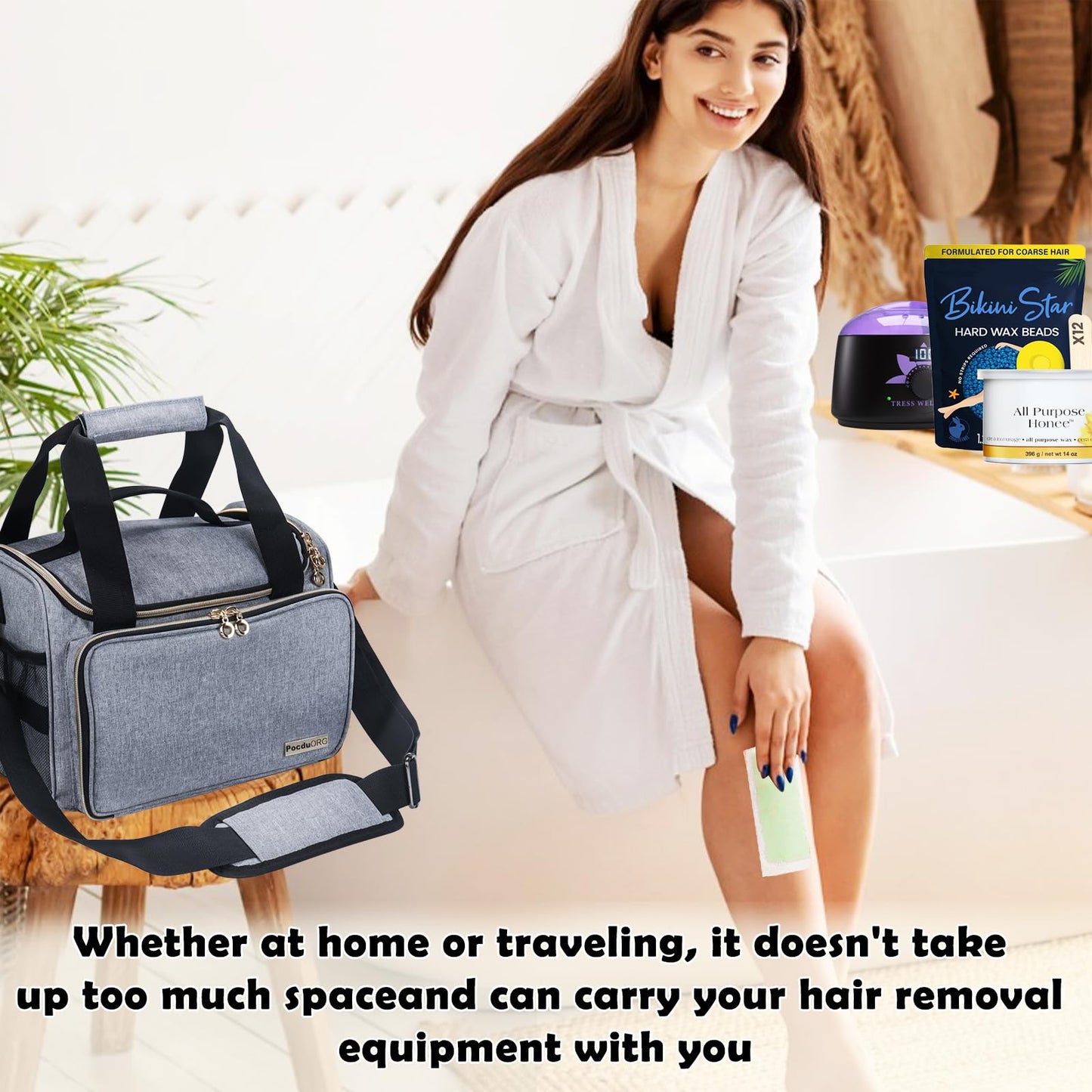 POCDUORG Waxing Kit Carry Bag Compatible with Tress Wellness - Portable Organizer for Wax Warmer, Wax Beans, Pre & After Wax Sprays, and Accessories Beauty and Personal Care POCDUORG