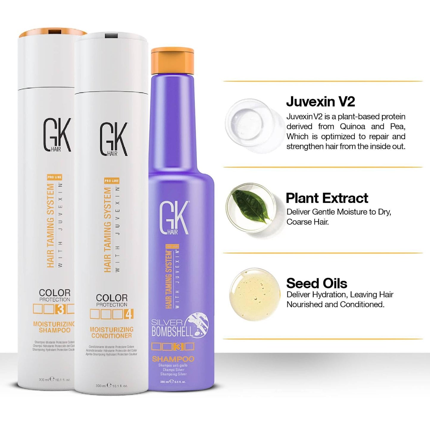 GK HAIR Moisturizing Shampoo and Conditioner Set - Silver Bombshell Shampoo for Dry, Frizzy, Damaged, and Color-Treated Hair - Nourishing Formula Beauty & Personal Care GK HAIR