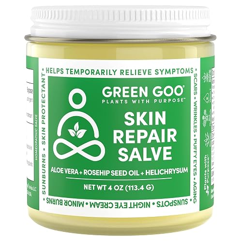 Green Goo Skin Repair Healing Salve, Natural Body & Face Moisturizer with Aloe Vera, Improves Skin's Appearance, Great for Scarring & Wrinkles, 4 Oz Beauty & Personal Care Green Goo