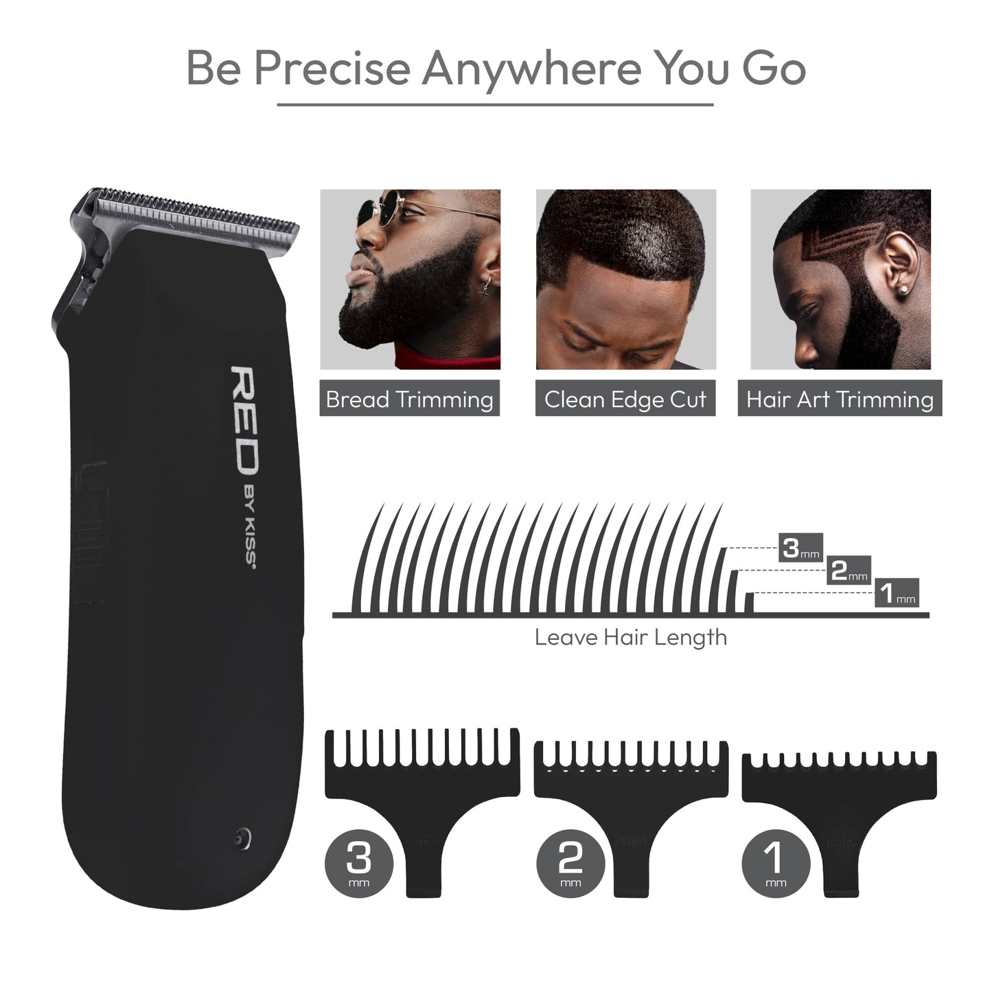 Red by Kiss Hair Clipper, Mini Cordless Hair Trimmer, Long Lasting Hair Cutting Kit, USB-C Rechargeable Haircut Beard Trimming Clippers for Men Women Beauty and Personal Care Red by Kiss
