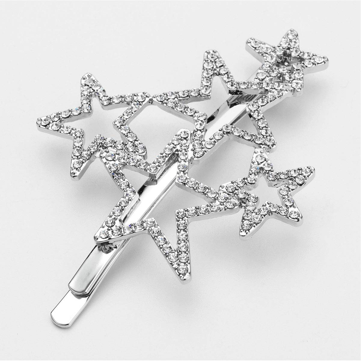 2Pcs Woman Silver Star Shape Shining Rhinestone Crystal Hairpin Hair Clip Metal Alloy Barrettes Hair Accessories for Party Wedding Beauty & Personal Care Teppylony