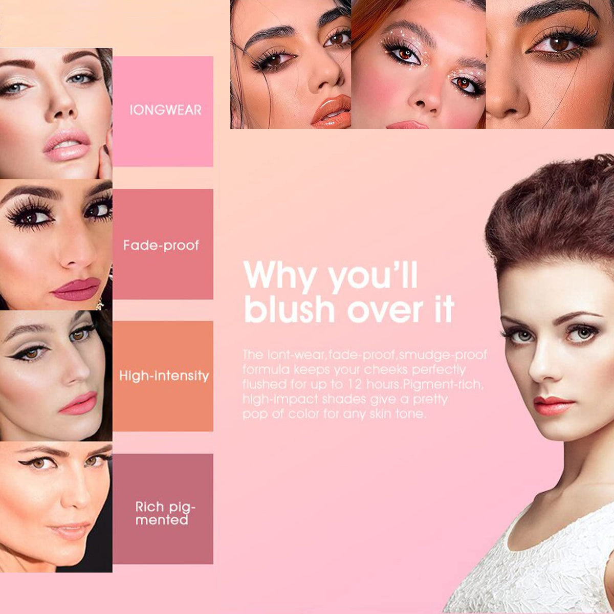 12 Colors Blush Palette,Highlighter Blush Powder Makeup,Long-Wearing,Smudge Proof,Natural-Looking,Blendable Cruelty-Free Matte Finish,Contour Beauty & Personal Care SURORAIN