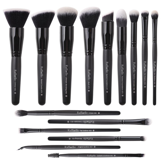 Raffaello Makeup Brushes 15Pcs Makeup Brush Set Premium Synthetic Powder Foundation Contour Blush Concealer Eye Shadow Blending Liner Make Up Brush Beauty & Personal Care Raffaello