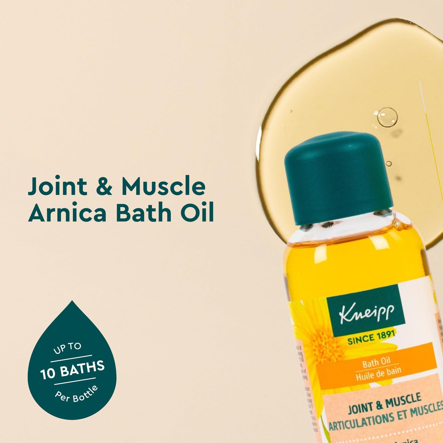 Kneipp Joint & Muscle Arnica Bath Oil - Good for Achy Joints & Post-Workout Recovery - Vegan - 3.38 fl oz - Up to 10 Baths Beauty and Personal Care Kneipp
