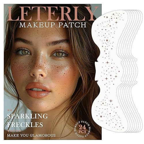 Leterly 24 Pcs Glitter Freckles Face Tattoo,Brown Face Glitter Makeup Patches Cute Sparkle Freckles Patches Waterproof Makeup Speckles for Face Beauty & Personal Care Leterly