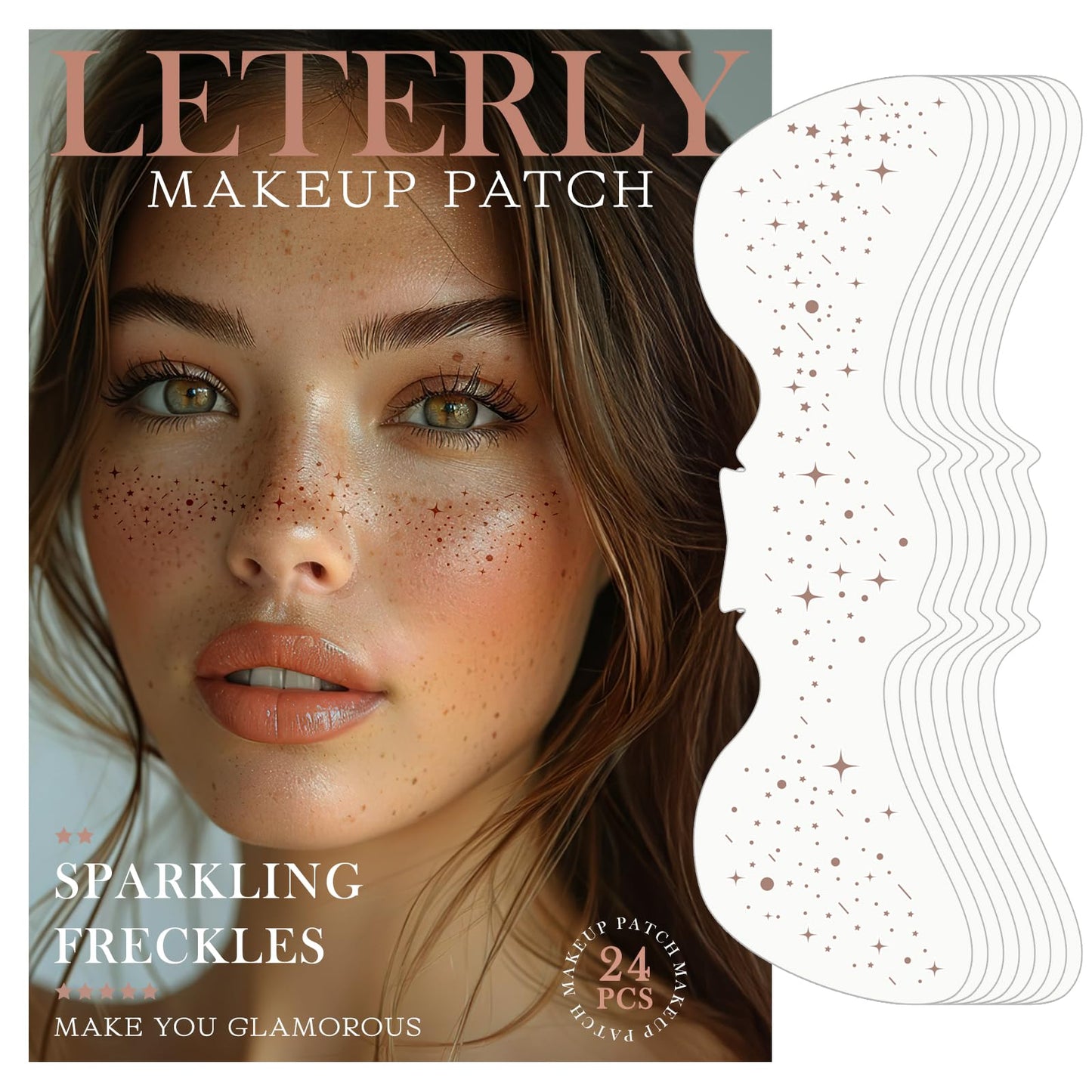 Leterly 24 Pcs Glitter Freckles Face Tattoo,Brown Face Glitter Makeup Patches Cute Sparkle Freckles Patches Waterproof Makeup Speckles for Face Beauty & Personal Care Leterly