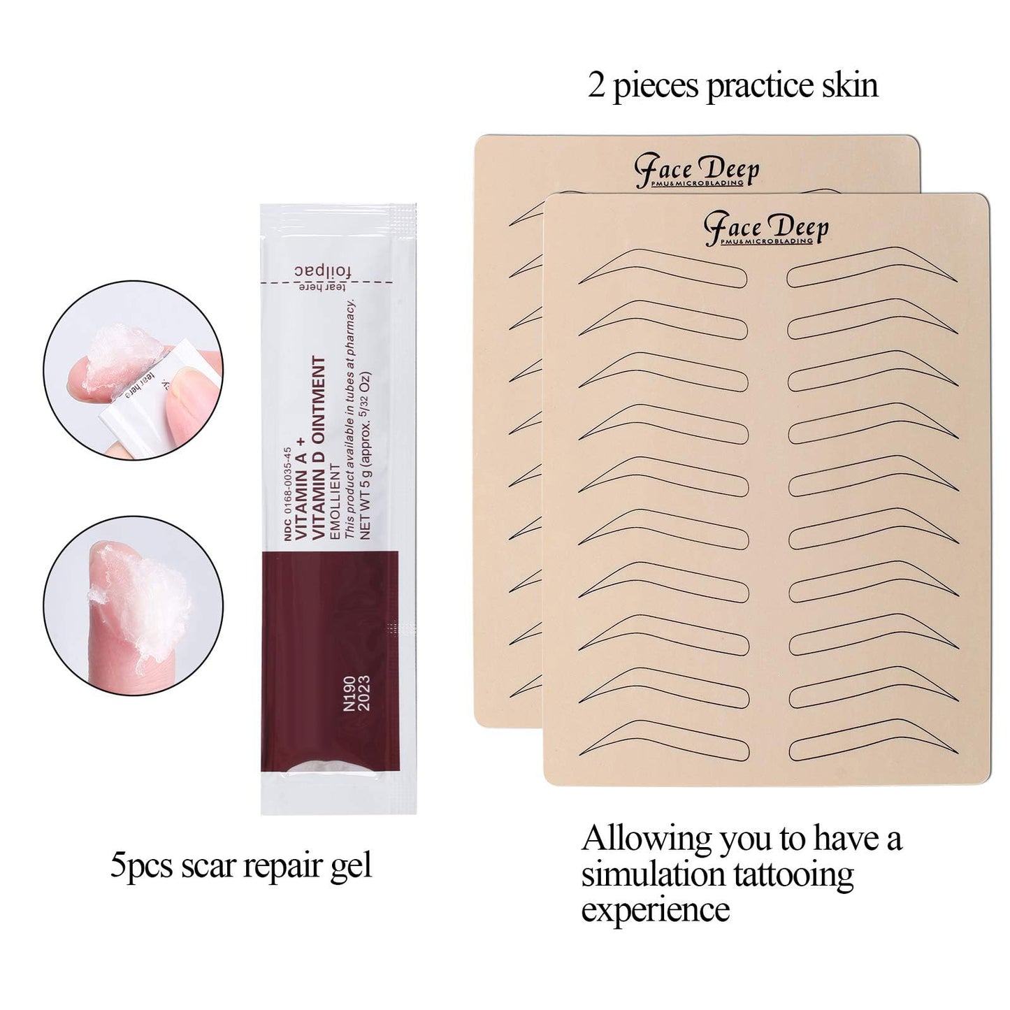 Fenshine Eyebrow Practice Kit with Blades Pigment Practice Skin Eyebrow Ruler Repair Gel Ring Cup Finger Gloves Pencil Beauty & Personal Care fenshine