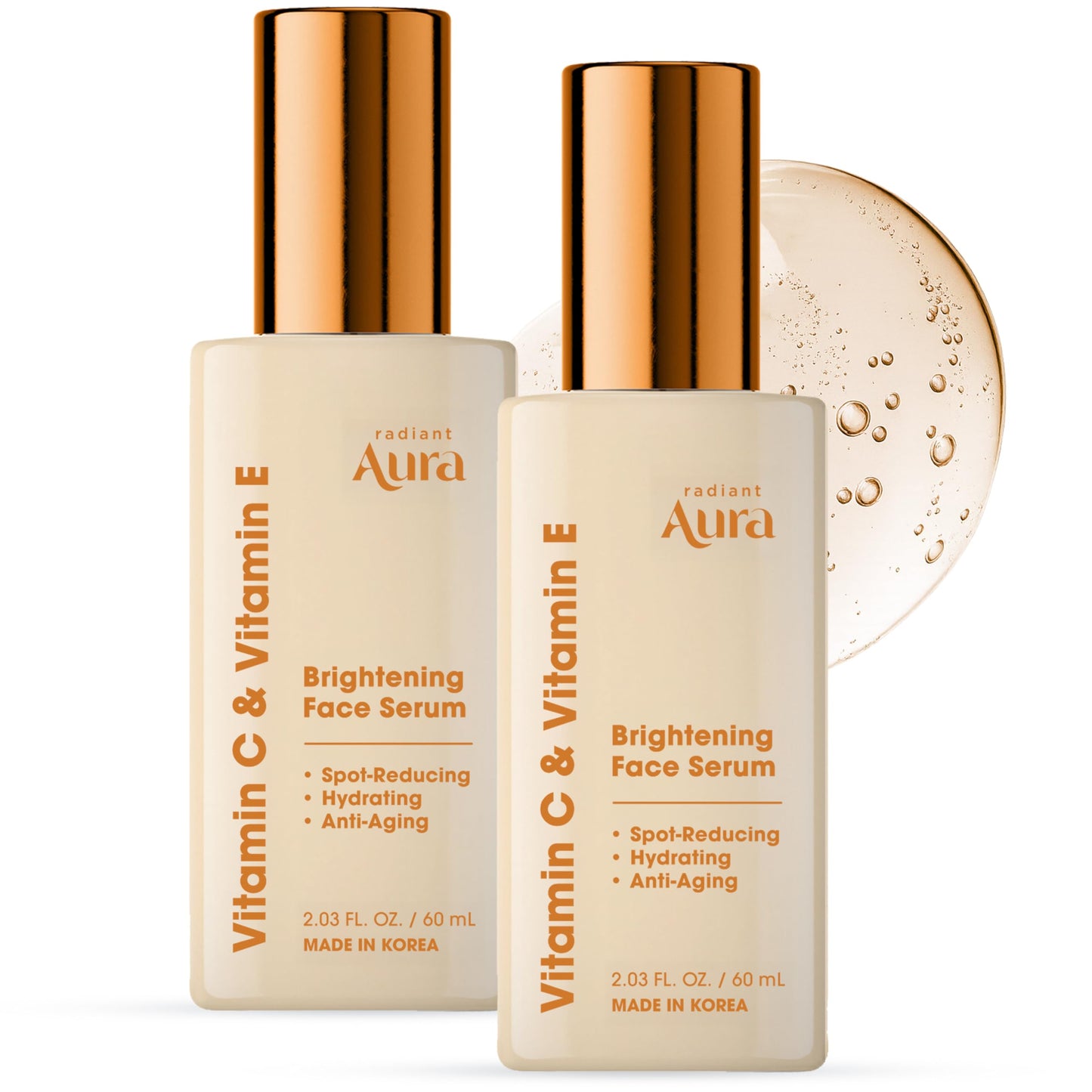 Radiant Aura Vitamin E & C Serum For Face - Dermatologist Tested, Anti Aging, Korean Skin Care - Revives Tired Skin, Smooths Fine Lines, Lightweight Beauty & Personal Care Radiant Aura