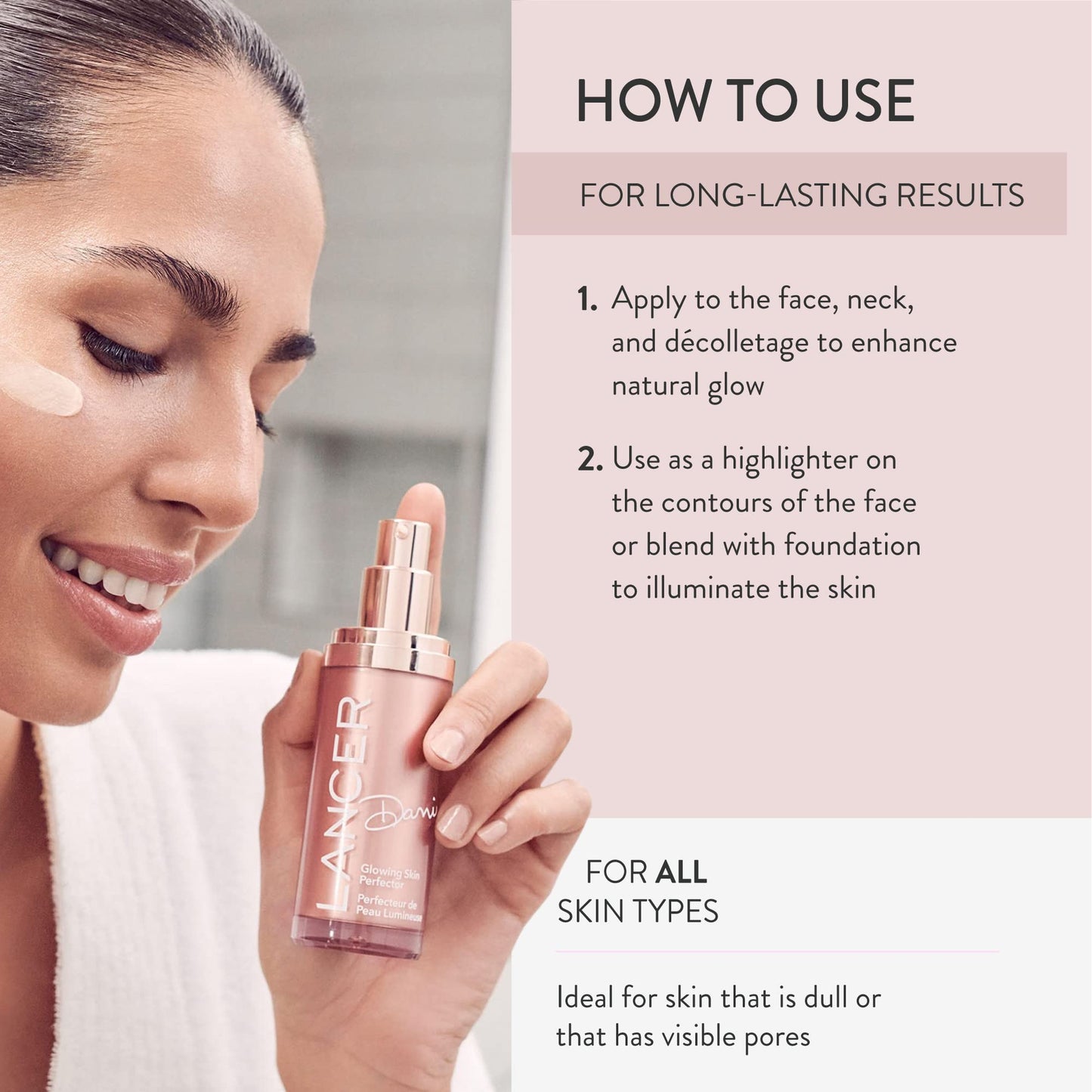 Lancer Skincare Dani Glowing Skin Perfector, Cream Highlighter Makeup with Asian Botanical Blend and Skin Luminizers, 1 Fluid Ounce Beauty & Personal Care Lancer