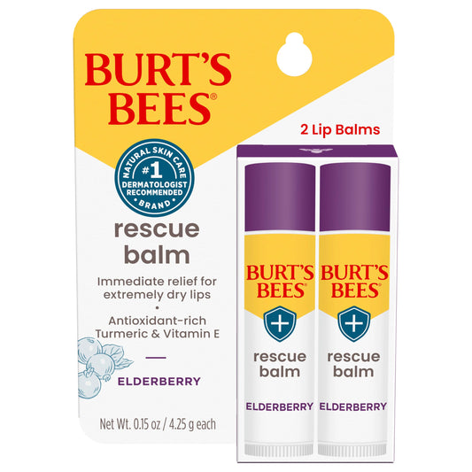 Burt's Bees Rescue Balm Elderberry Lip Balm, With Antioxidant-Rich Elderberry, Tint-Free, Natural Origin Lip Care, 2 Tubes, 0.15 oz. Beauty & Personal Care Burt's Bees