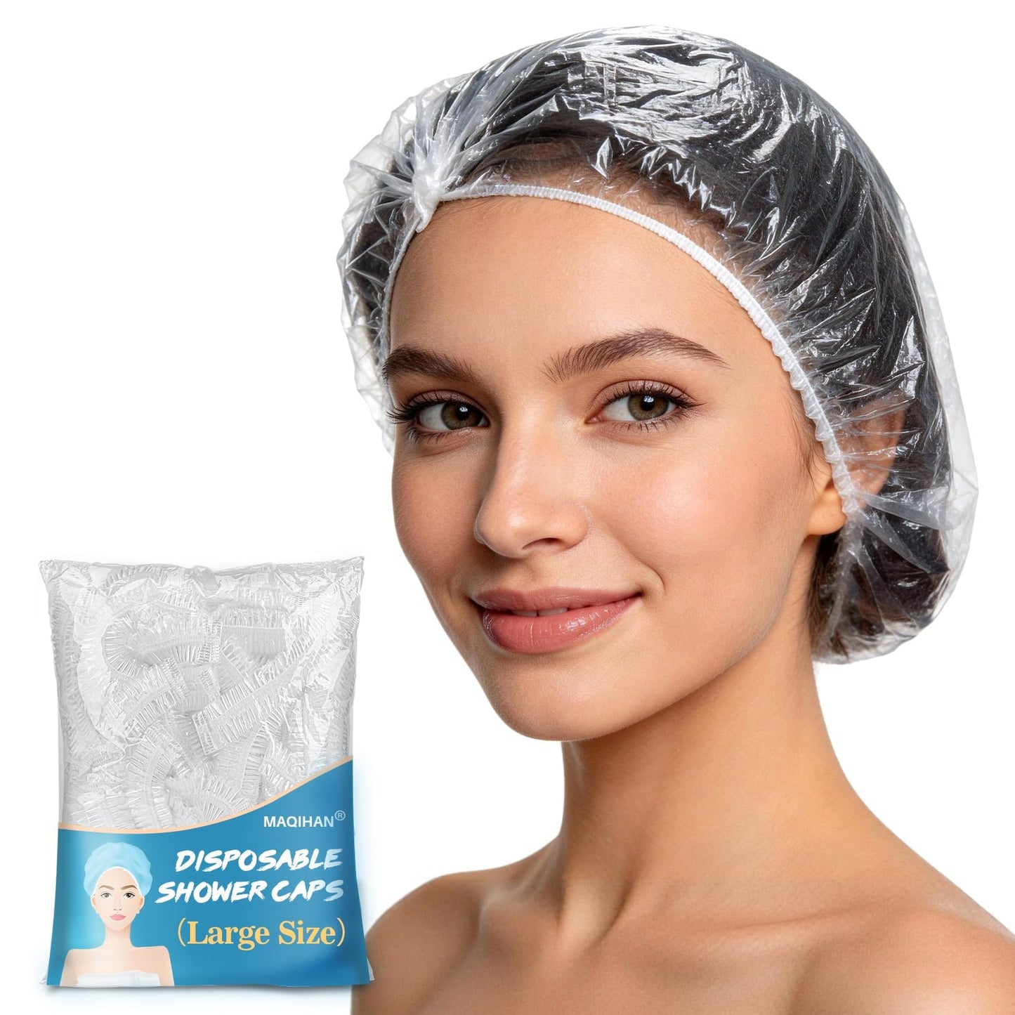 MAQIHAN 30 Disposable Shower Caps Large - Thickened Plastic Hair Caps for Deep Conditioning Shower Cap Reusable Waterproof for Women Men Hair Beauty and Personal Care MAQIHAN