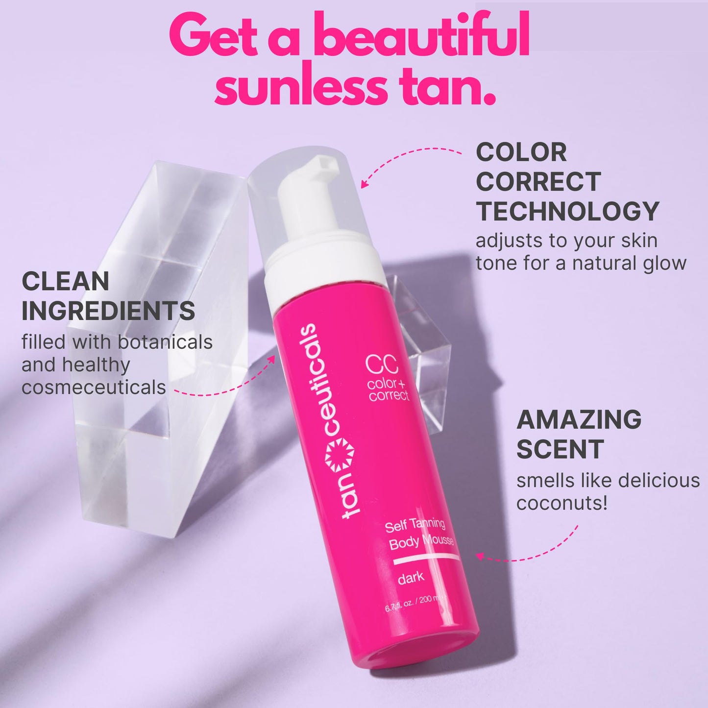 Tanceuticals CC Self Tanning Body Mousse - Dark Self Tanner - Color Correcting & Natural-Looking - Healthy Ingredients & Fresh Coconut Scent Give Beauty & Personal Care Tanceuticals