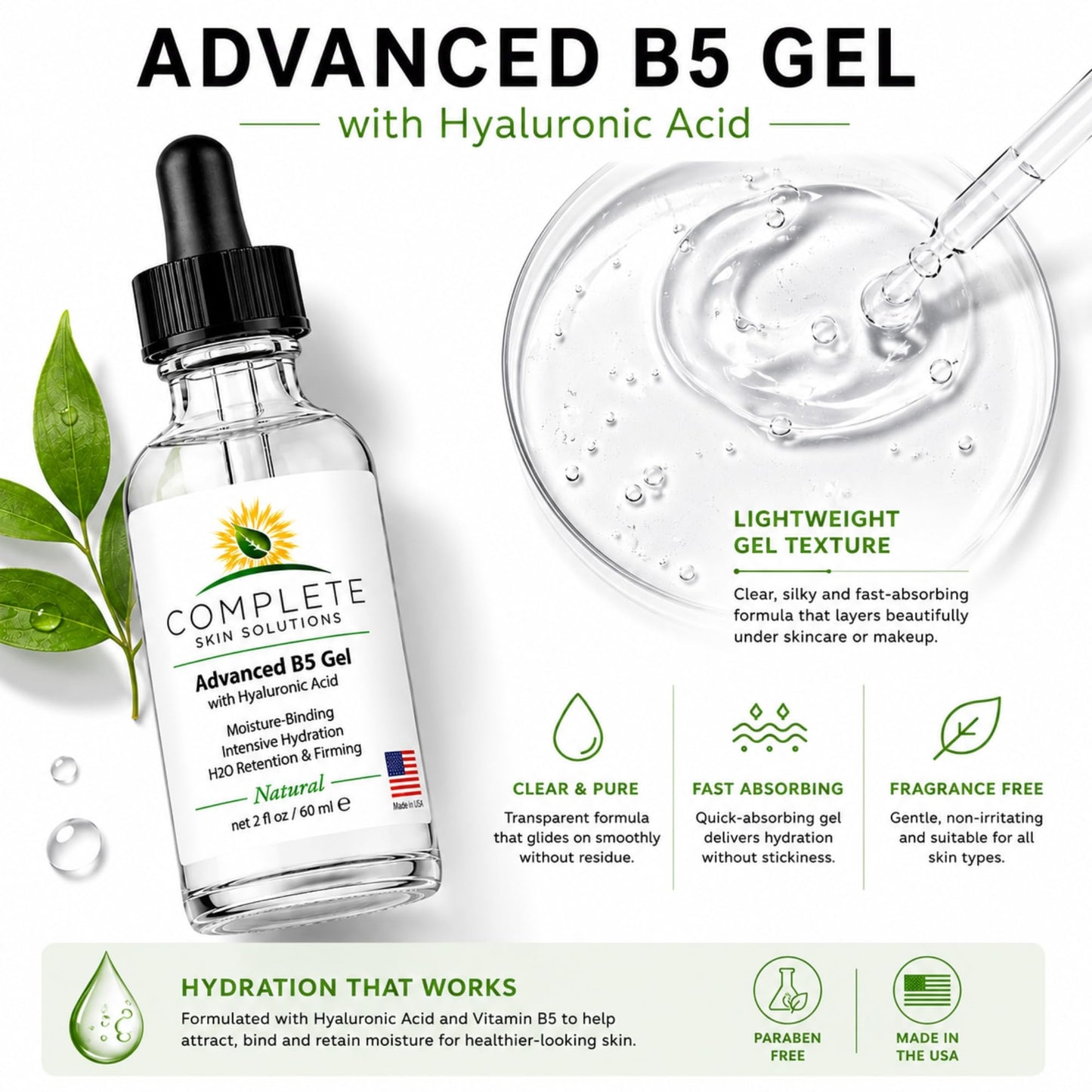 Complete Skin Solutions Advanced B5 Gel with Hyaluronic Acid 2 oz Beauty & Personal Care COMPLETE SKIN SOLUTIONS