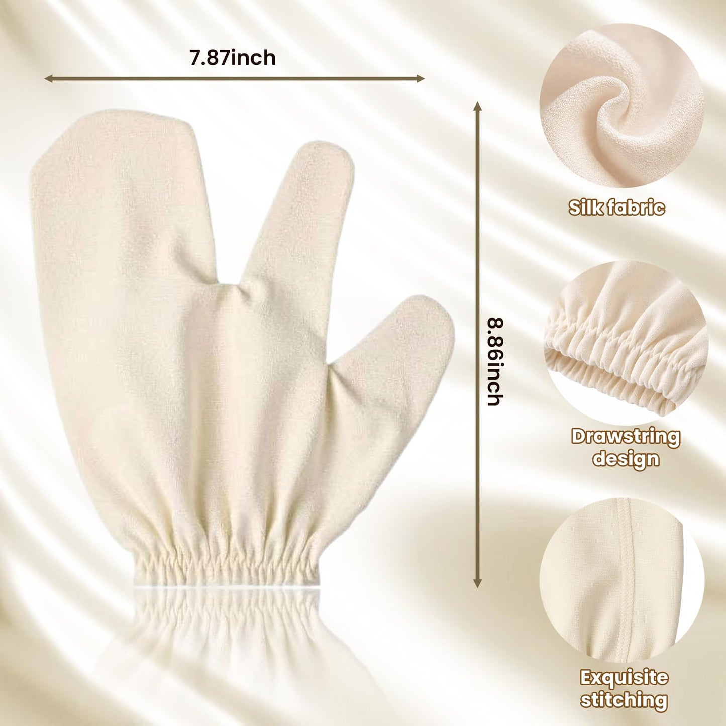 Garshana Gloves Raw Silk Massage Gloves Ayurvedic Massage Lymphatic System Glove for Hands Cellulite Dry Brushing Sleeping Exfoliating Smooth Glove Beauty and Personal Care QAUUHJL