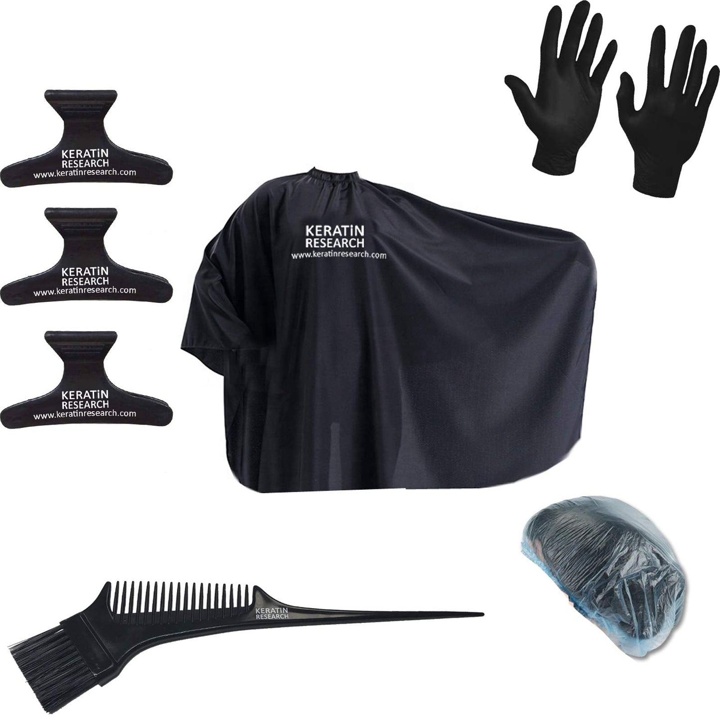 STARTER TOOL KIT FOR Brazilian Keratin Blowout Treatment and Hair Straightening & Coloring Tools Kit Hair Dresser Cape Coloring Brush/comb Hair Clips Beauty & Personal Care KERATIN RESEARCH
