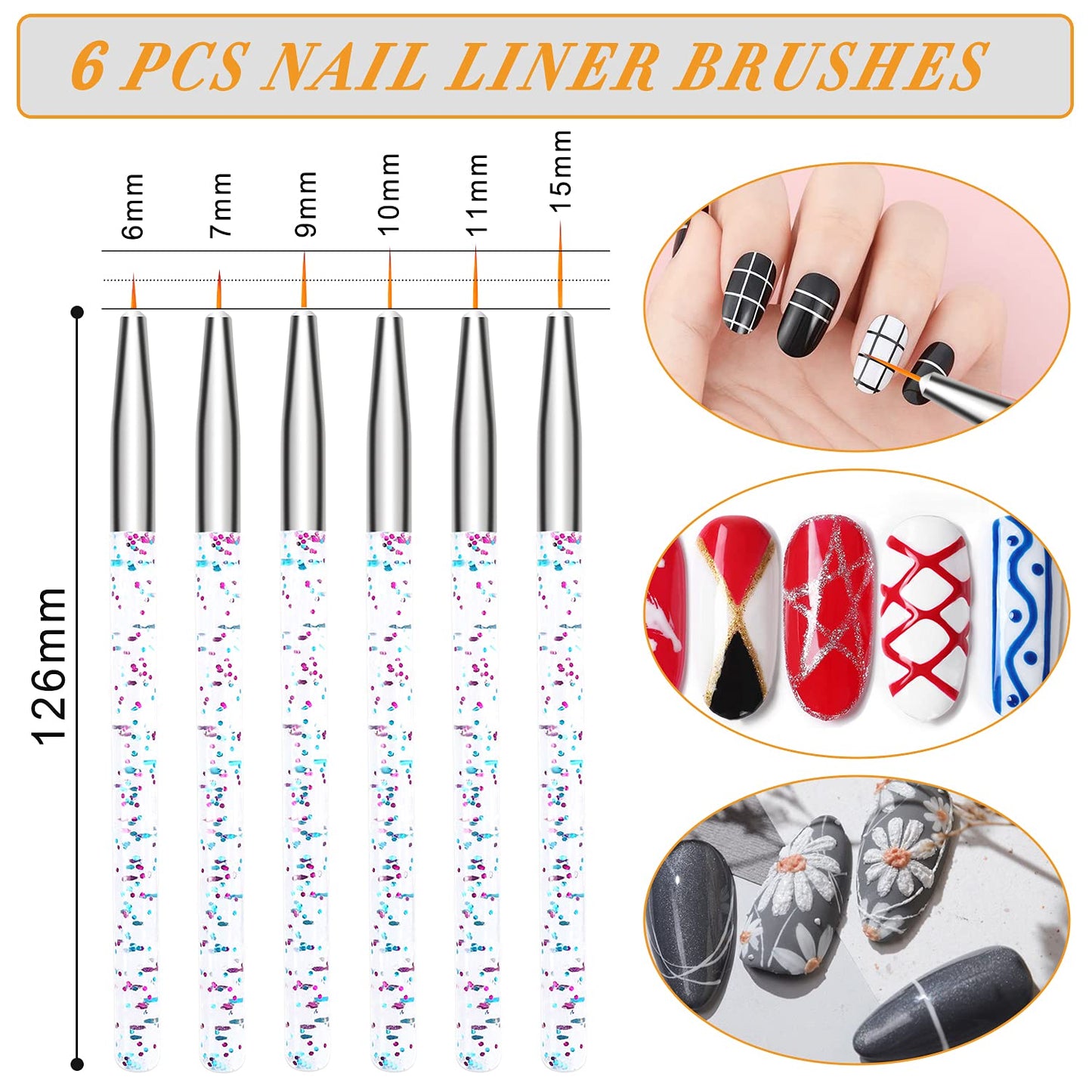 AROIC 28 Pcs Acrylic Nail Brush Set Including 7 Pcs UV Gel Nail Art Brushes, 6 Pcs 3D Nail Extension Brush, 5Pcs Double Ended Dotting Nail Pen Beauty & Personal Care AROIC