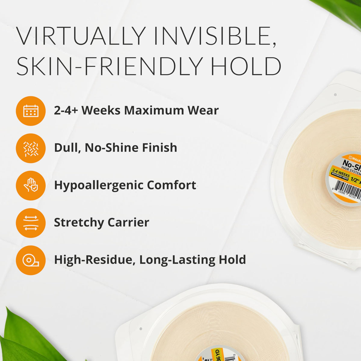 Walker Tape No-Shine Roll 1/2 x 36 Yards for Wig Installs, Lace Systems, Toupee Applications, Hair Tape Prep and Adhesive Strips Use Offering